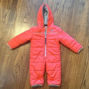 Bunting Snowsuit in Bright Coral (12 mo)